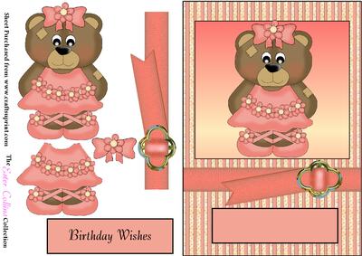 Pink Ballerina Bear Card Front