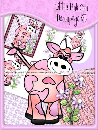 Little Pink Cow Decoupage Kit