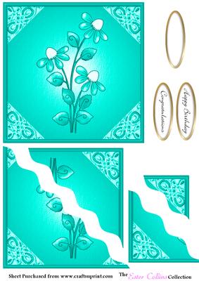 Turquise Floral Wavy Side Stacker Sheet 1