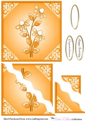 Orange Floral Wavy Side Stacker Sheet 1