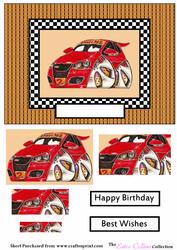 Red Car Pyramid Card Front