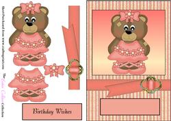 Pink Ballerina Bear Card Front
