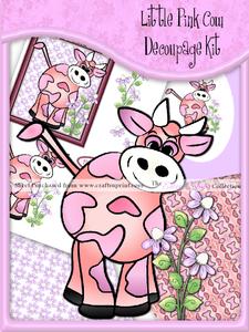 Little Pink Cow Decoupage Kit
