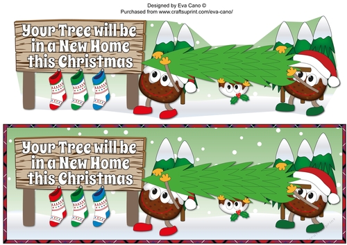 3 Crazy Christmas Puddings taking the Christmas tree home NEW HOME large dl