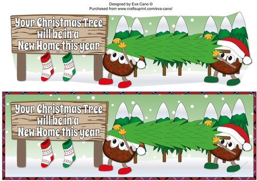 2 Crazy Christmas Puddings taking the Christmas tree home NEW HOME large dl