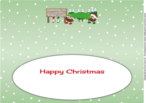 2 Crazy Christmas Puddings taking the Christmas tree home NEW HOME large dl insert