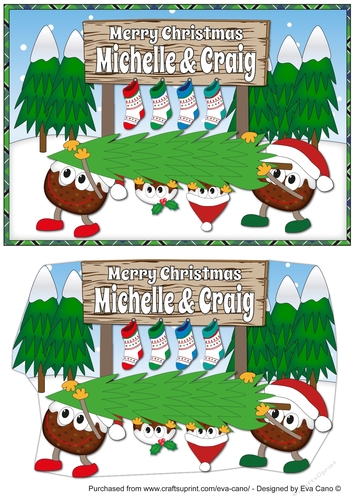 Crazy Christmas Puddings taking the Christmas Tree home and sign MICHELLE & CRAIG