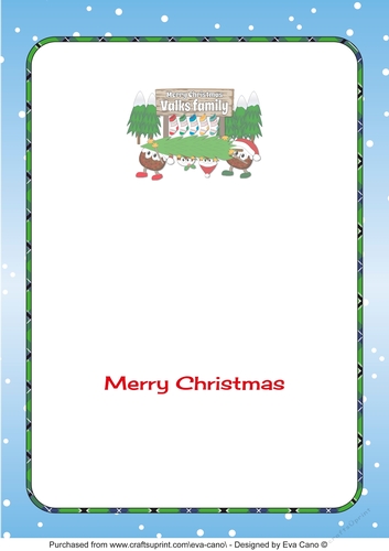 Crazy Christmas Puddings taking the Christmas Tree home and sign VALKS FAMILY insert