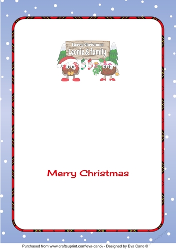 Crazy Christmas Pudding Couple with Mistletoe and sign LEONIE & FAMILY insert