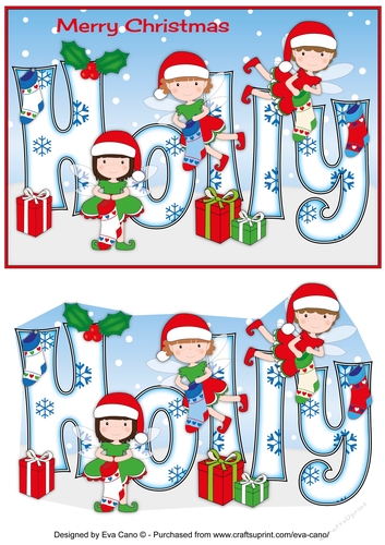 Christmas Fairies with Christmas Stockings HOLLY a5