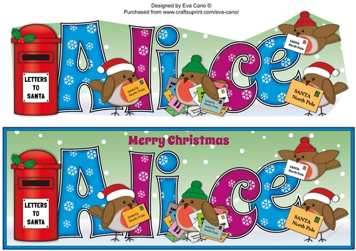 Christmas Robins with letters to Santa ALICE large dl