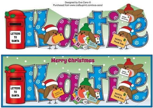 Christmas Robins with letters to Santa KATIE large dl