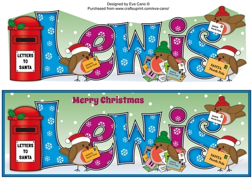 Christmas Robins with letters to Santa LEWIS large dl
