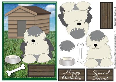 Old English Sheep (dulux) Dog Decoupage