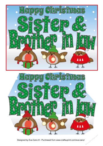 More Christmas Robins SISTER & BROTHER IN LAW 5x7