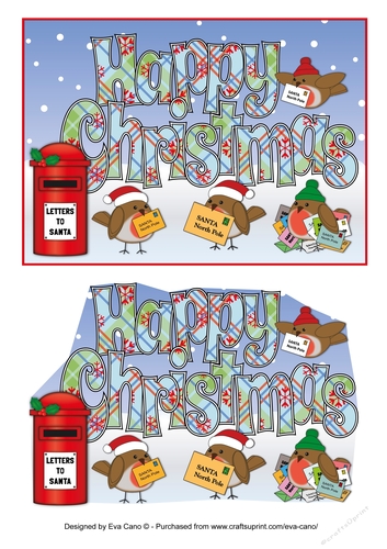 Christmas Robins with letters to Santa CHRISTMAS 5x7