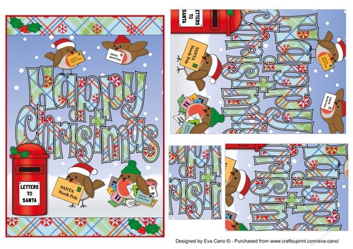 Christmas Robins with letters to Santa CHRISTMAS 5x7 portrait