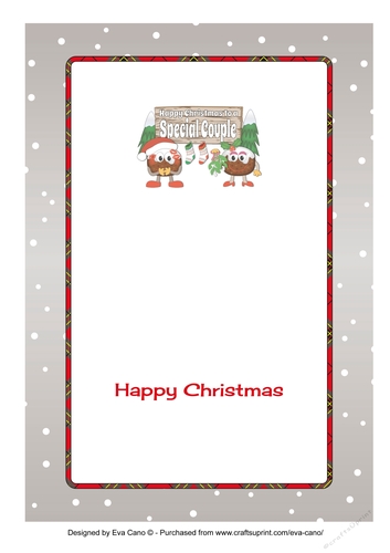 Crazy Christmas Pudding Couple with Mistletoe and sign SPECIAL COUPLE 5x7 insert