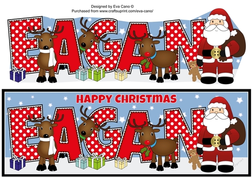 Santa and his Reindeers EAGAN large dl