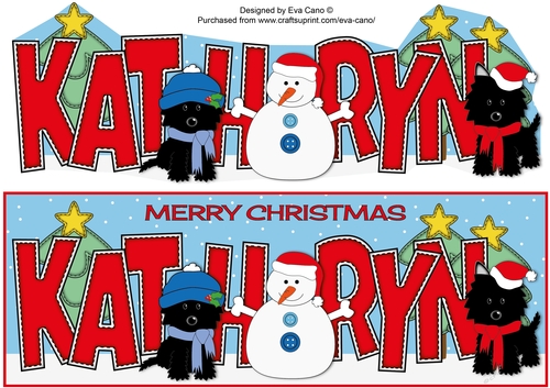 Christmas Jazz Dog & Snowman KATHRYN large dl