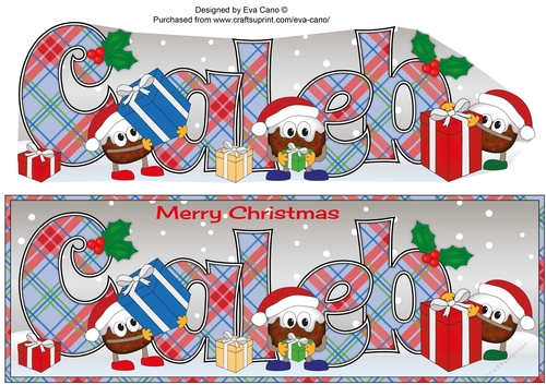 Crazy Christmas Puddings with presents CALEB large dl