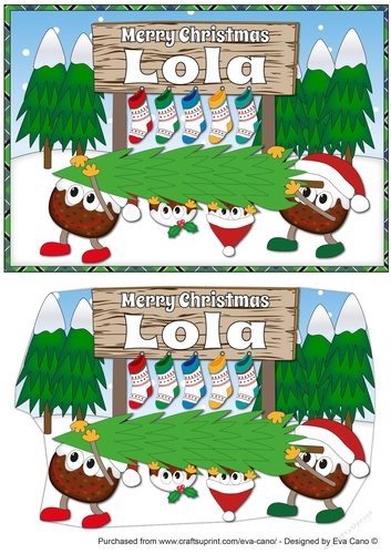 Crazy Christmas Puddings taking the Christmas Tree home and sign LOLA