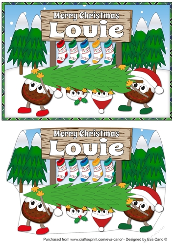 Crazy Christmas Puddings taking the Christmas Tree home and sign LOUIE
