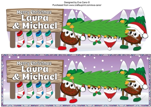 Crazy Christmas Puddings taking the Christmas tree home LAURA & MICHAEL large dl
