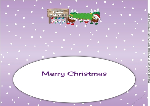 Crazy Christmas Puddings taking the Christmas tree home LAURA & MICHAEL large dl insert