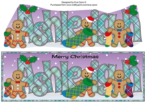 Gingerbread men with Christmas stockings ASHLEIGH large dl