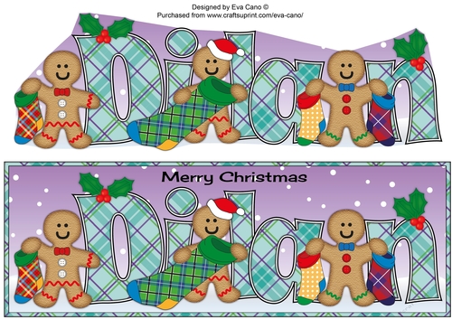 Gingerbread men with Christmas stockings DILAN large dl