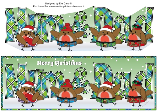 Scottish Christmas Robins MUM & DAD large dl