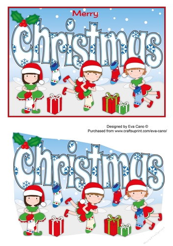 Christmas Fairies with Christmas Stockings CHRISTMAS 5x7