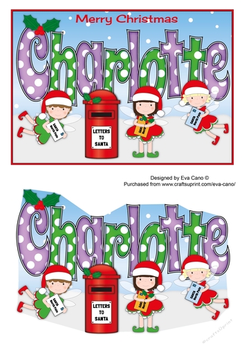 Christmas Fairies with letters to Santa CHARLOTTE 5x7