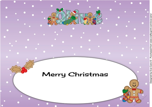 Gingerbread men with Christmas stockings OLIVE large dl insert