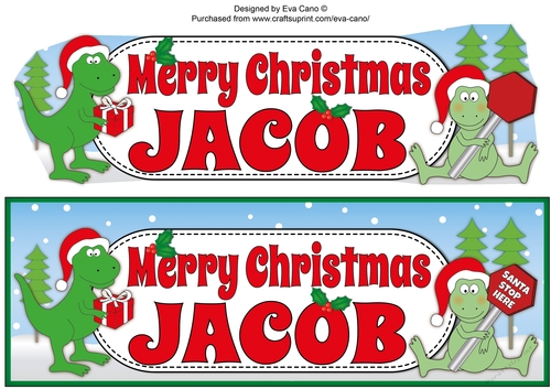 Christmas Dinosaurs MERRY CHRISTMAS JACOB large dl