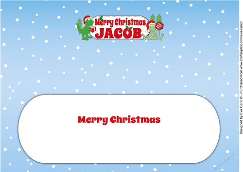 Christmas Dinosaurs MERRY CHRISTMAS JACOB large dl insert