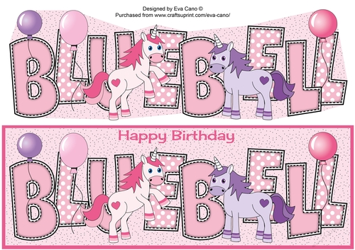 Unicorns and Balloons BLUEBELL large dl