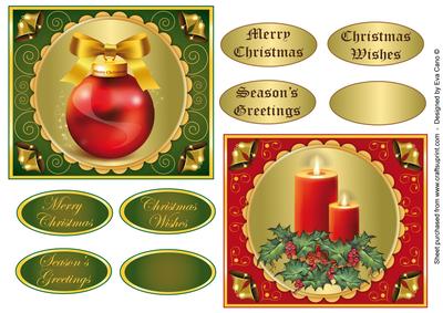 Christmas Bauble and Candles Toppers