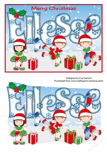 Christmas Fairies with Christmas Stockings ELLESSE 5x7