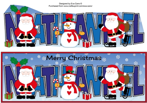 Santas & Snowman NATHANIEL large dl