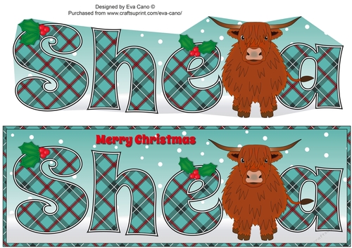 Christmas Highland Cow SHEA large dl