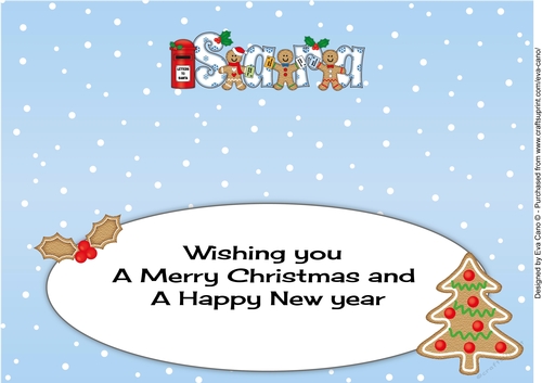 Gingerbread men with letters to Santa SARA large dl insert