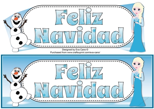 Christmas Snow Princess & Frozen Snowman FELIZ NAVIDAD large dl