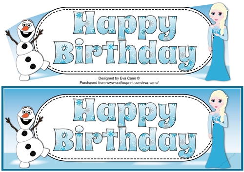 Snow Princess & Frozen Snowman HAPPY BIRTHDAY large dl