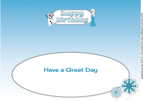 Snow Princess & Frozen Snowman HAPPY BIRTHDAY large dl insert