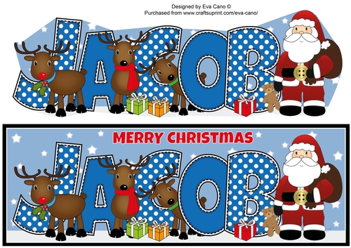 Santa and his Reindeers JACOB large dl