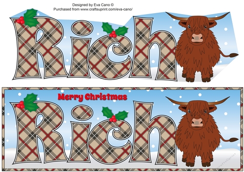Christmas Highland Cow RICH large dl