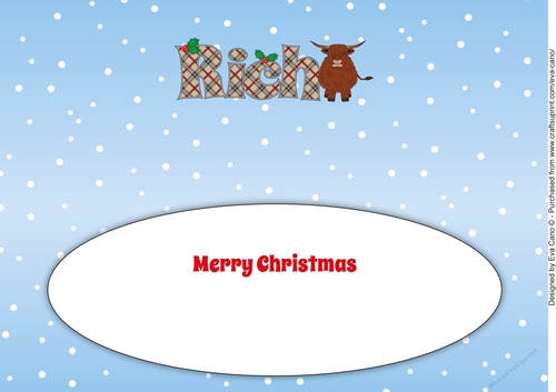 Christmas Highland Cow RICH large dl insert