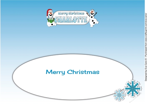 Frozen Snowmen Merry Christmas CHARLOTTE large dl insert